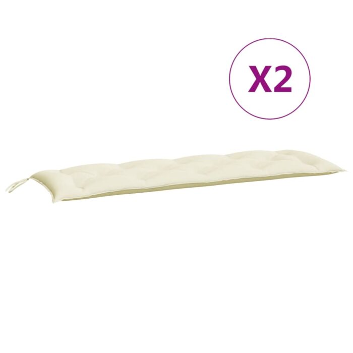 Coussins de banc de jardin lot de 2 blanc crème tissu Oxford – Image 3