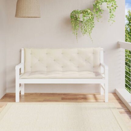 Coussins de banc de jardin lot de 2 blanc crème tissu Oxford