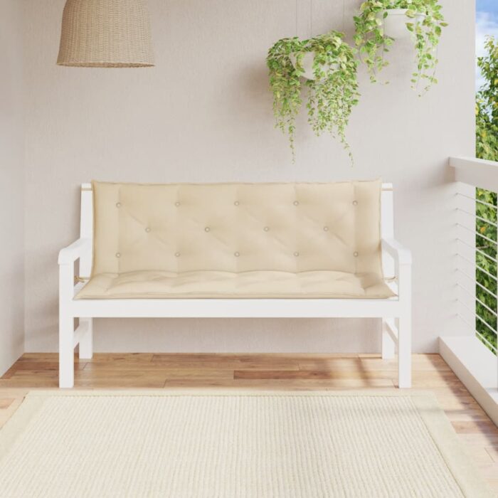 Coussins de banc jardin lot de 2 beige 150x50x7 cm tissu Oxford – Image 1