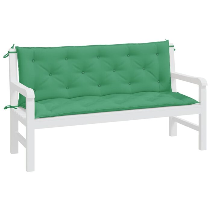 Coussins de banc jardin lot de 2 vert 150x50x7 cm tissu Oxford – Image 2