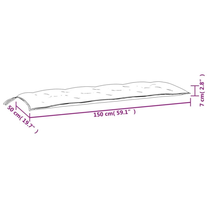 Coussins de banc jardin lot de 2 vert 150x50x7 cm tissu Oxford – Image 7