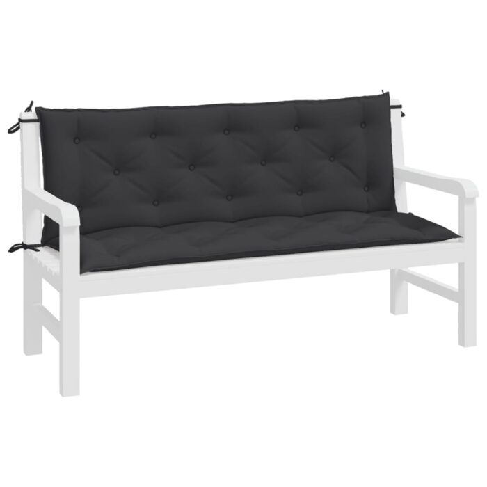 Coussins de banc jardin lot de 2 noir 150x50x7 cm tissu Oxford – Image 2