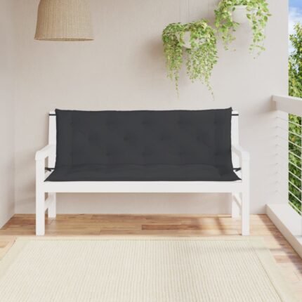 Coussins de banc jardin lot de 2 noir 150x50x7 cm tissu Oxford