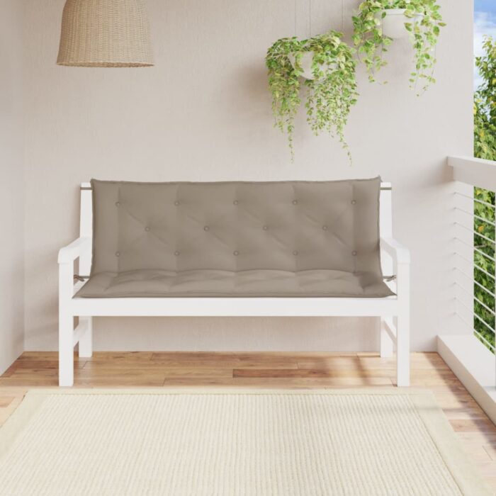 Coussins de banc jardin lot de 2 taupe 150x50x7 cm tissu Oxford – Image 1