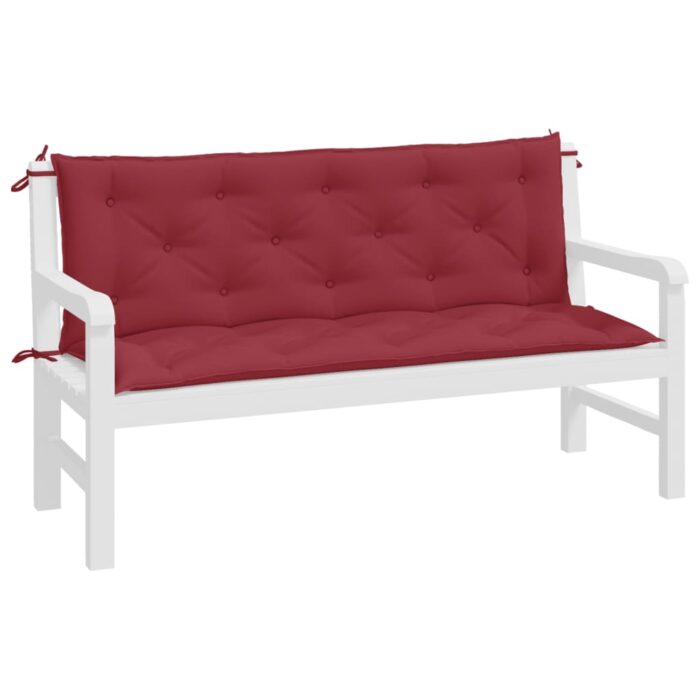 Coussins de banc de jardin lot de 2 rouge bordeaux tissu Oxford – Image 2