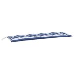 Coussins de banc de jardin lot de 2 rayures bleues et blanches – Image 2