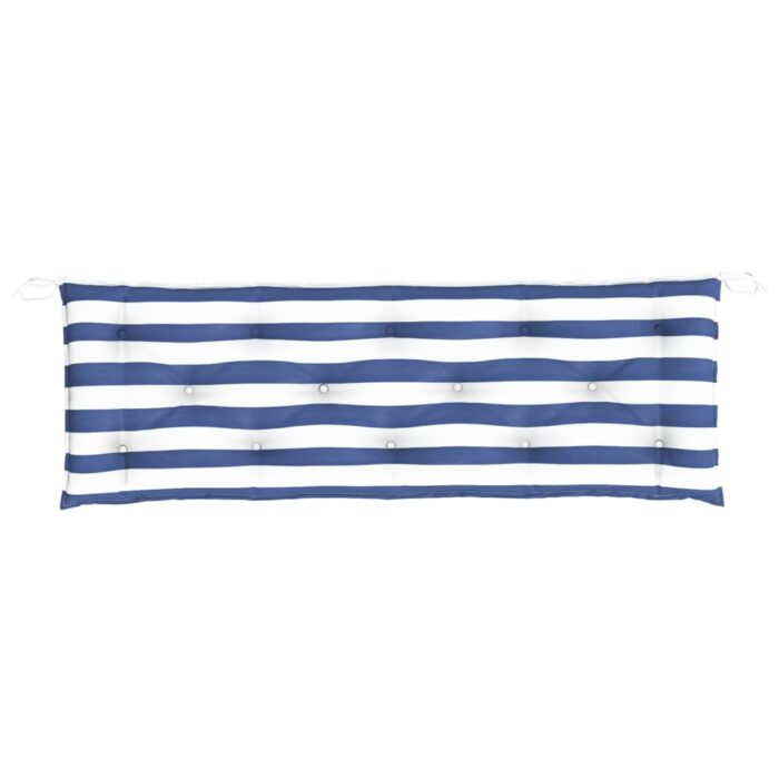 Coussins de banc de jardin lot de 2 rayures bleues et blanches – Image 3