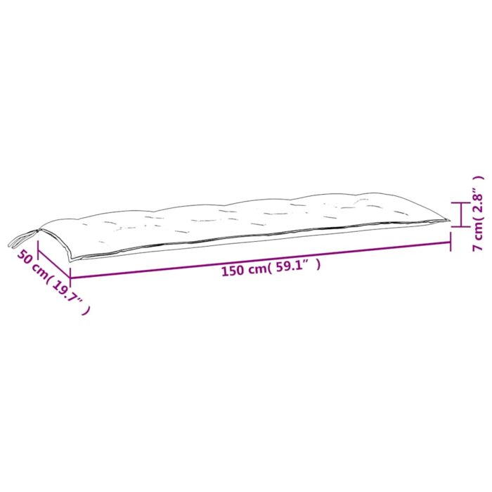 Coussins de banc de jardin lot de 2 rose 150x50x7 cm tissu – Image 7