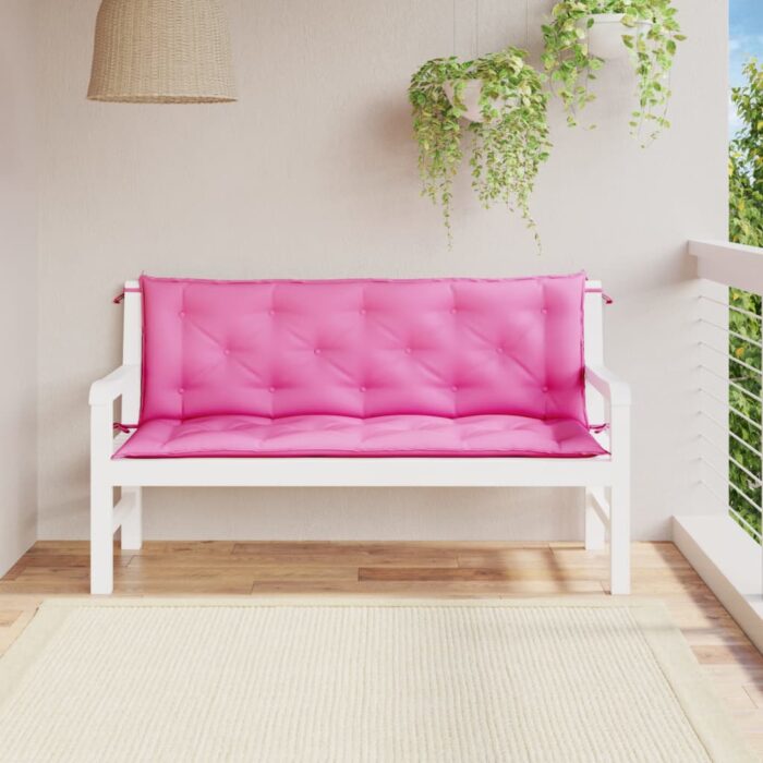 Coussins de banc de jardin lot de 2 rose 150x50x7 cm tissu – Image 1
