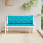 Coussins de banc de jardin lot de 2 turquoise 150x50x7 cm tissu