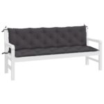 Coussins de banc de jardin lot de 2 anthracite tissu Oxford – Image 2