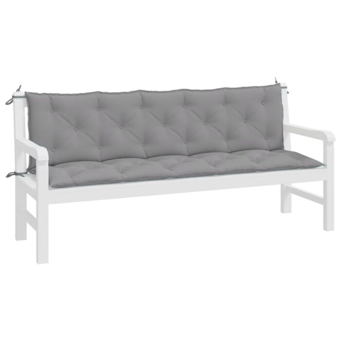 Coussins de banc jardin lot de 2 gris 180x50x7 cm tissu Oxford – Image 2