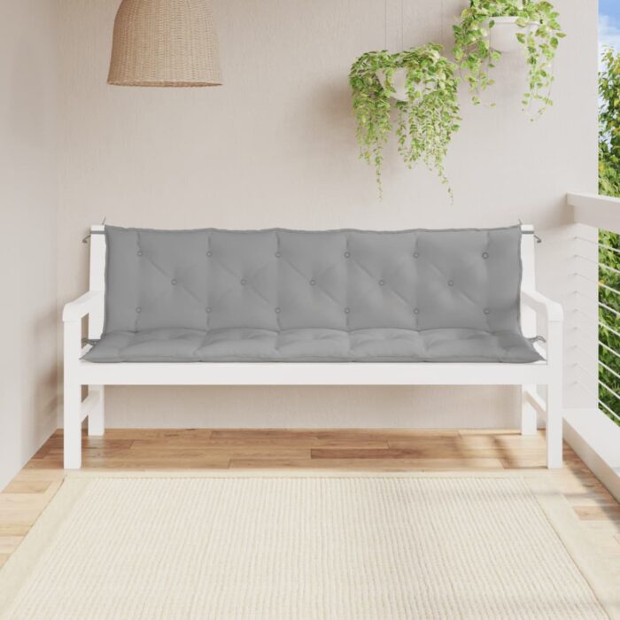 Coussins de banc jardin lot de 2 gris 180x50x7 cm tissu Oxford – Image 1