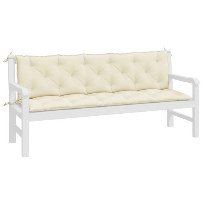 Coussins de banc de jardin lot de 2 blanc crème tissu Oxford – Image 2
