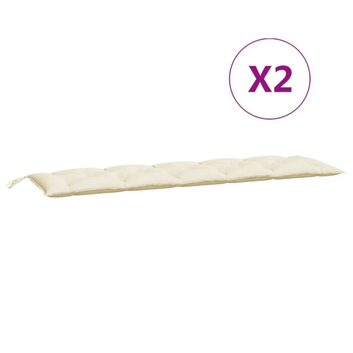 Coussins de banc de jardin lot de 2 blanc crème tissu Oxford – Image 3