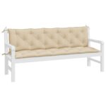 Coussins de banc jardin lot de 2 beige 180x50x7 cm tissu Oxford – Image 2