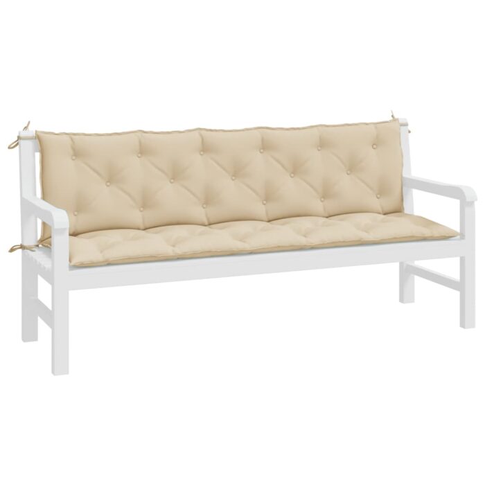 Coussins de banc jardin lot de 2 beige 180x50x7 cm tissu Oxford – Image 2