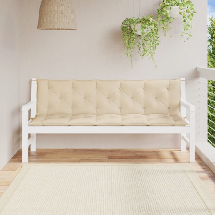 Coussins de banc jardin lot de 2 beige 180x50x7 cm tissu Oxford – Image 1