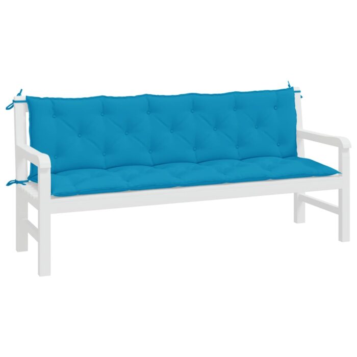 Coussins de banc de jardin lot de 2 bleu clair tissu Oxford – Image 2