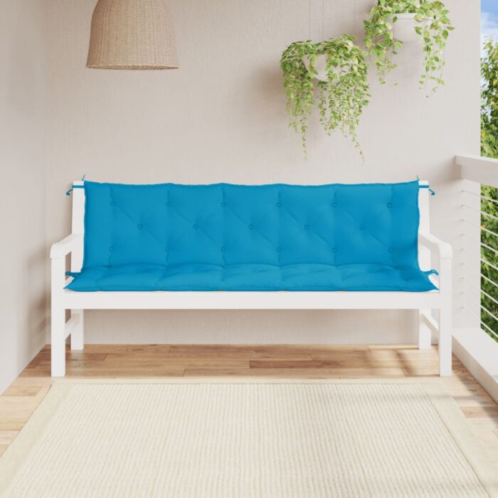 Coussins de banc de jardin lot de 2 bleu clair tissu Oxford – Image 1