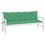 Coussins de banc jardin lot de 2 vert 180x50x7 cm tissu Oxford – Image 2