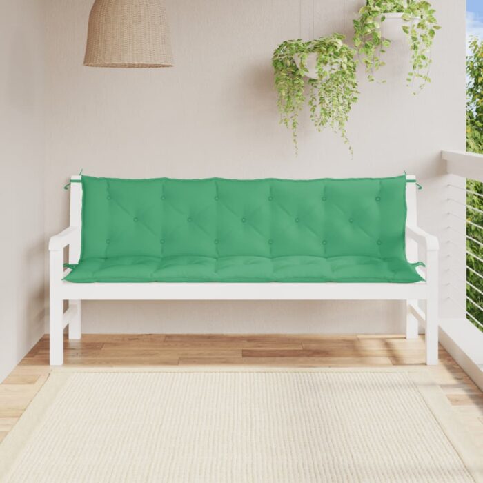 Coussins de banc jardin lot de 2 vert 180x50x7 cm tissu Oxford – Image 1