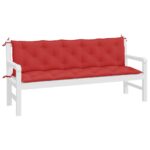 Coussins de banc jardin lot de 2 rouge 180x50x7 cm tissu Oxford – Image 2