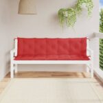 Coussins de banc jardin lot de 2 rouge 180x50x7 cm tissu Oxford