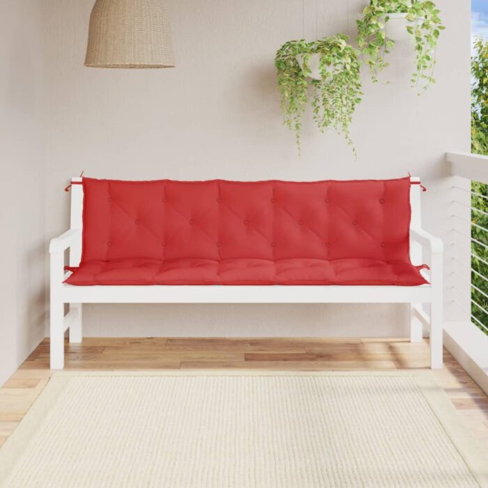 Coussins de banc jardin lot de 2 rouge 180x50x7 cm tissu Oxford – Image 1
