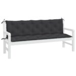 Coussins de banc jardin lot de 2 noir 180x50x7 cm tissu Oxford – Image 2