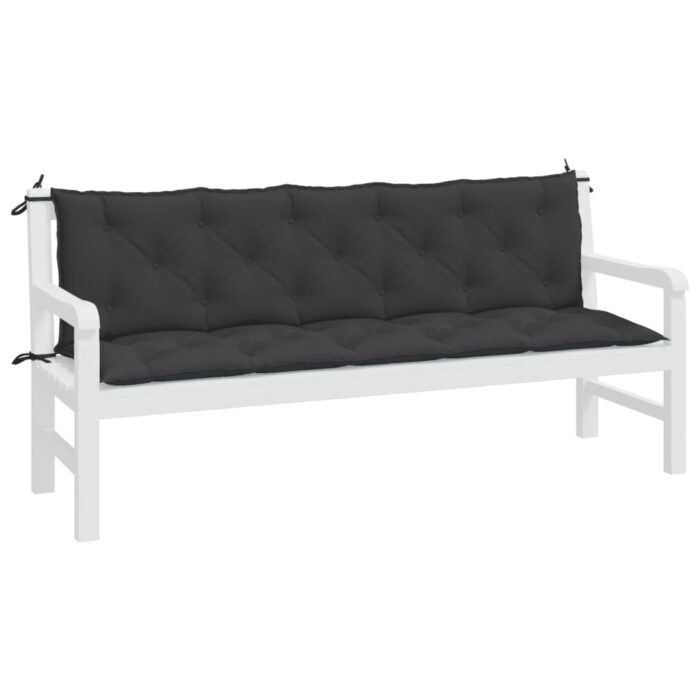 Coussins de banc jardin lot de 2 noir 180x50x7 cm tissu Oxford – Image 2