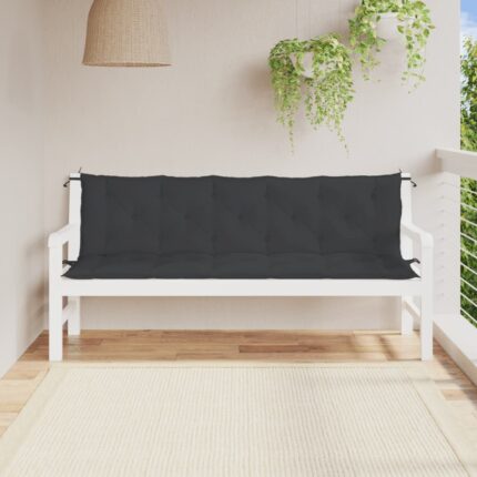 Coussins de banc jardin lot de 2 noir 180x50x7 cm tissu Oxford