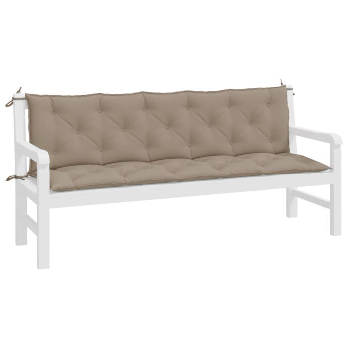 Coussins de banc jardin lot de 2 taupe 180x50x7 cm tissu Oxford – Image 2