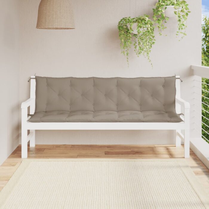 Coussins de banc jardin lot de 2 taupe 180x50x7 cm tissu Oxford – Image 1