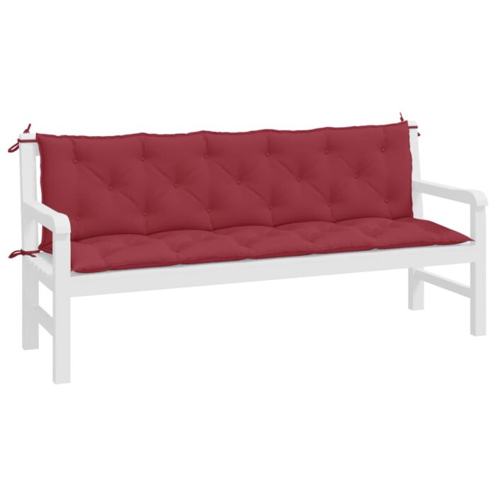 Coussins de banc de jardin lot de 2 rouge bordeaux tissu Oxford – Image 2