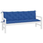 Coussins de banc jardin lot de 2 bleu 180x50x7 cm tissu Oxford – Image 2