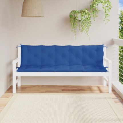 Coussins de banc jardin lot de 2 bleu 180x50x7 cm tissu Oxford