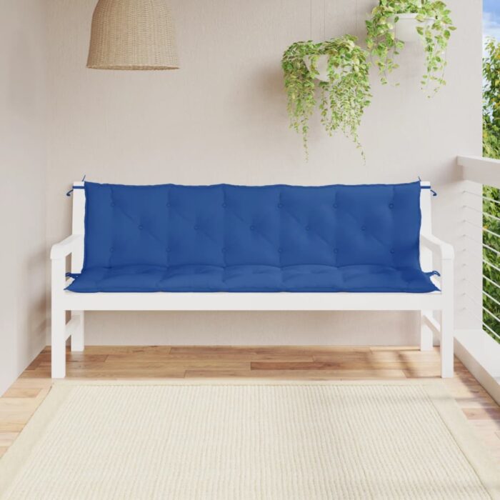 Coussins de banc jardin lot de 2 bleu 180x50x7 cm tissu Oxford – Image 1