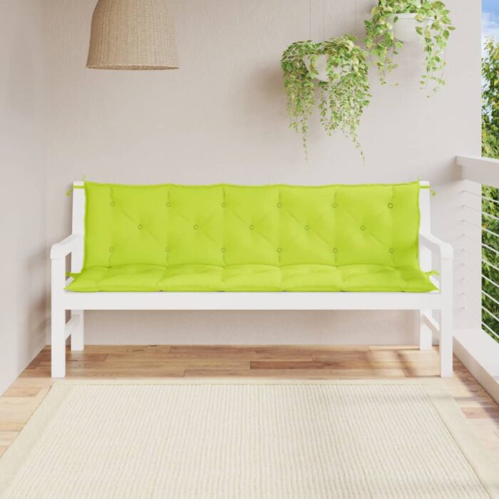 Coussins de banc de jardin lot de 2 vert vif tissu Oxford – Image 1