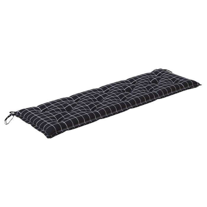 Coussins de banc de jardin lot de 2 motif à carreaux noir – Image 3