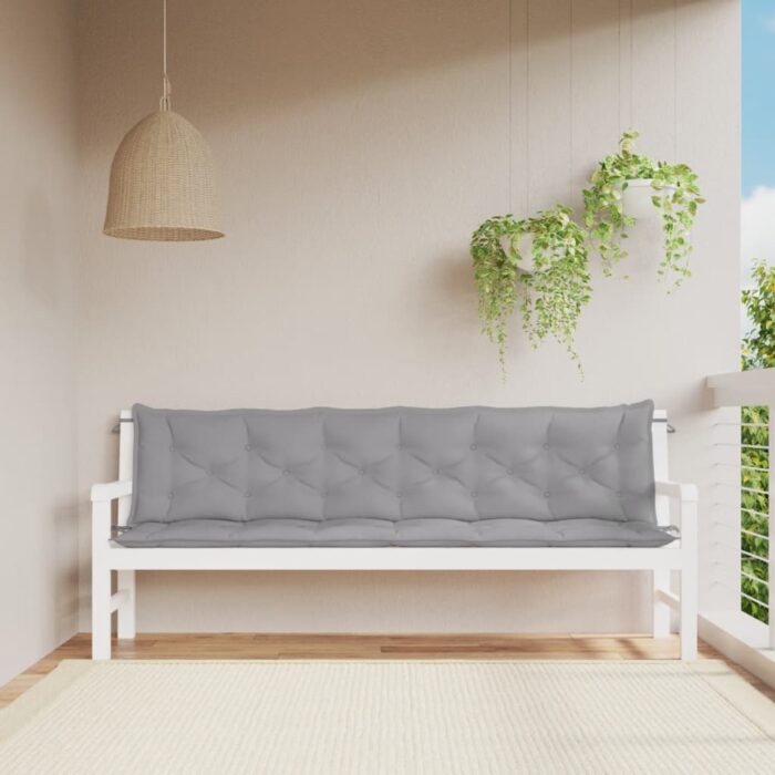 Coussins de banc jardin lot de 2 gris 200x50x7 cm tissu Oxford – Image 1