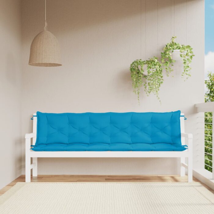 Coussins de banc de jardin lot de 2 bleu clair tissu Oxford – Image 1
