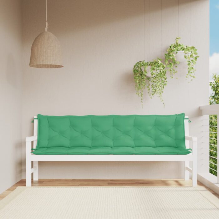 Coussins de banc jardin lot de 2 vert 200x50x7 cm tissu Oxford – Image 1