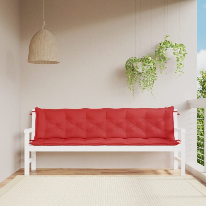 Coussins de banc jardin lot de 2 rouge 200x50x7 cm tissu Oxford – Image 1