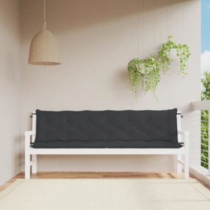 Coussins de banc jardin lot de 2 noir 200x50x7 cm tissu Oxford
