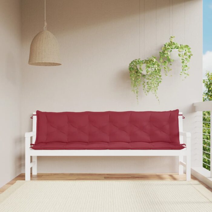 VXL8720845711603_m_en_hd_1.jpg Coussins de banc de jardin lot de 2 rouge bordeaux tissu Oxford – Image 1