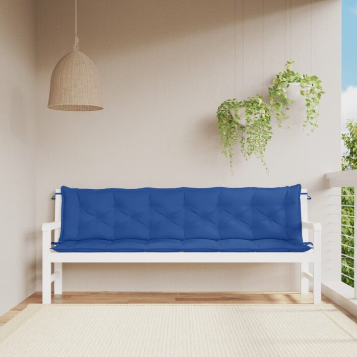 Coussins de banc jardin lot de 2 bleu 200x50x7 cm tissu Oxford – Image 1