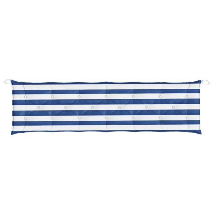 Coussins de banc de jardin lot de 2 rayures bleues et blanches – Image 3
