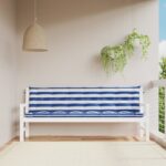 Coussins de banc de jardin lot de 2 rayures bleues et blanches