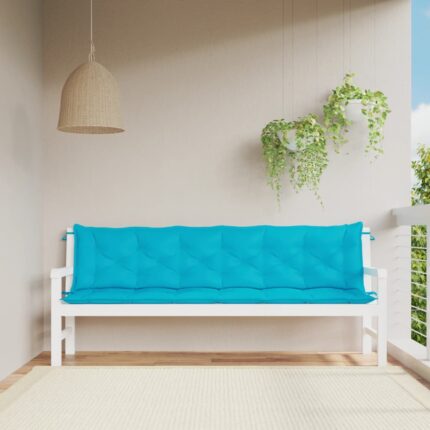 Coussins de banc de jardin lot de 2 turquoise 200x50x7 cm tissu